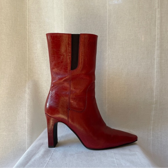 Anthropologie Cherry Red Heeled Boots - Picture 3 of 6